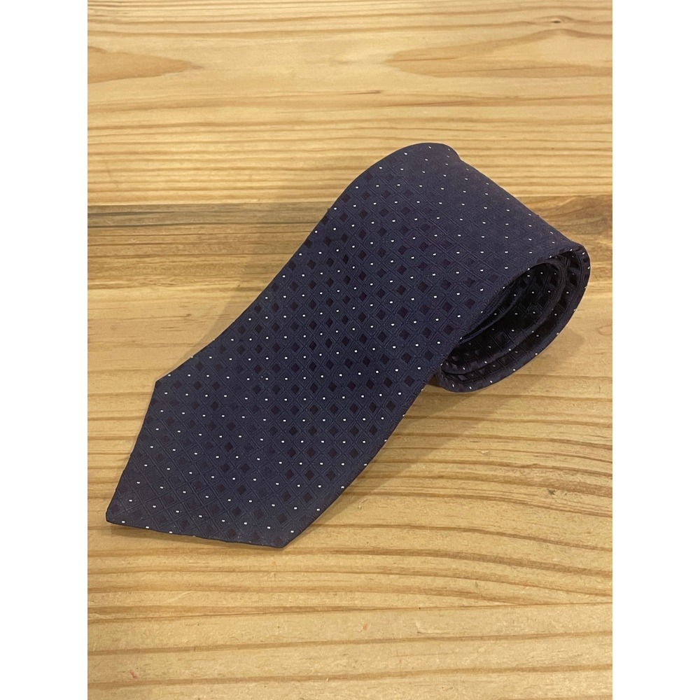 Calvin Klein Blue Geometric Pattern 100% Silk Blend Designer Tie